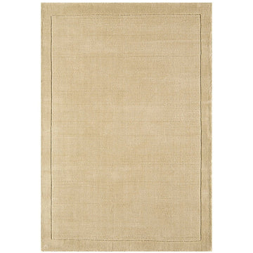 York Modern Plain Textured Subtle Ribbed Stripe Contrasting Smooth Border Handwoven Wool Loop Pile Warm Beige Rug-Asiatic Carpets-Rug Love - The Most Loved Rug Store